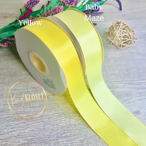 Yellow double face Satin Ribbon 1.5 inch Width-Choose any Lenth