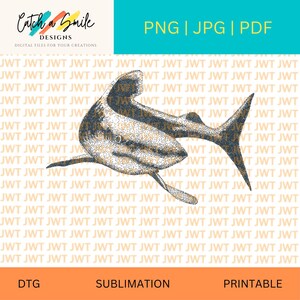 Hand Drawn Shark in Pen and Ink: PNG Digital Download - Realistic Shark Illustration - Digital Download for Sublimation