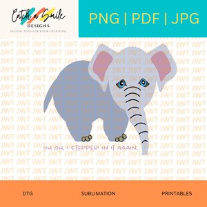 Funny Elephant PNG Adult Version – Funny Elephant Design for Sublimation – Elephant Digital Download