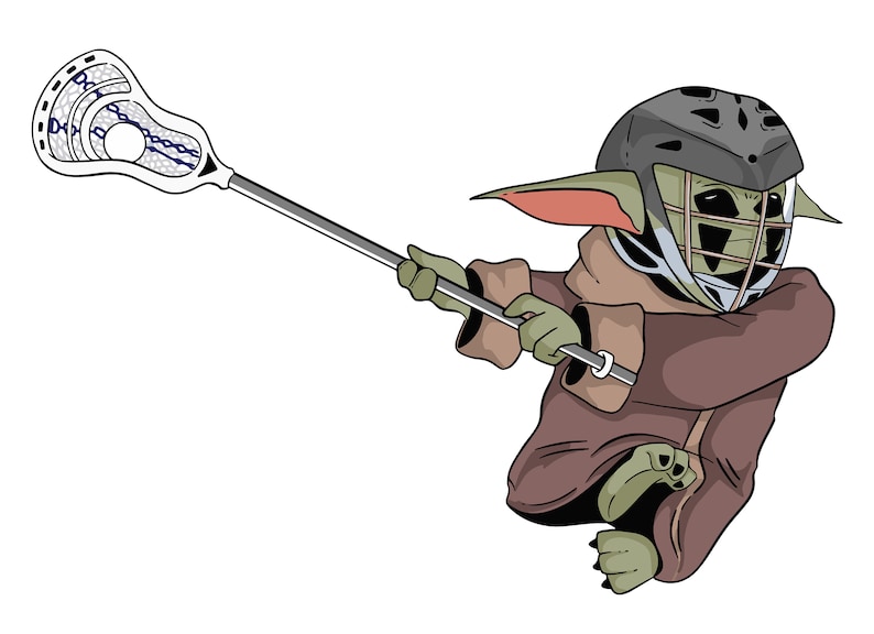Funny Lacrosse Stickerbaby Yoda Playing Attack Etsy