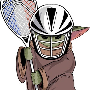 Funny Lacrosse Sticker Grogu Playing Lacrosse Goalie