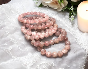 Pulseira de Quartzo Rosa de Madagascar | Amor-próprio e Cura | Presente Ideal para Ela