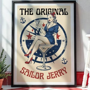Sailor Jerry Rum Tattoo Shop Girl Retro Rockabilly Sign Wall