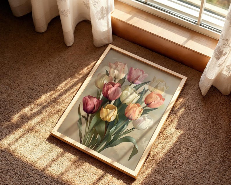 Tulip Wall Art Print: Rustic Floral Style - Unframed or Framed - Etsy