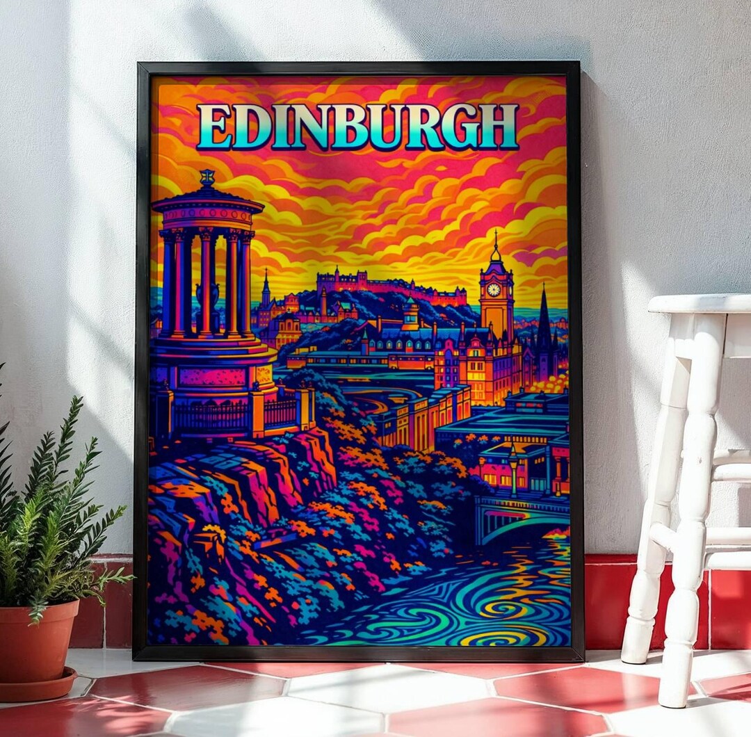 Edinburgh Retro Travel Poster | Pop Art Style Edinburgh Castle ...