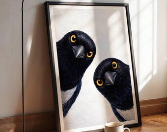 Affiche murale Corbeau, Noir et Blanc Brillant (Qualité Musée)