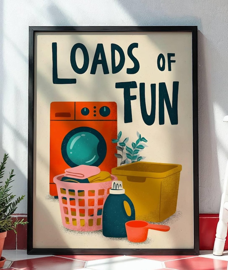 Laundry Room Art: Retro Bright Colors (glossy Museum Poster) - Etsy