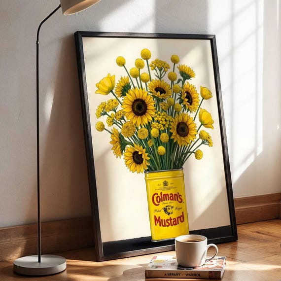 Sunflower Wall Art Print: Retro Mustard Yellow (Glossy Finish)