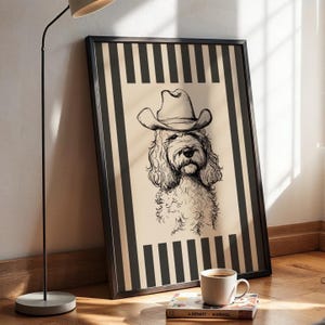 Dog Art Print: Cowboy Goldendoodle and Cockapoo - Glossy Poster