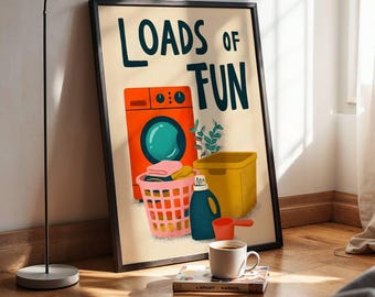 Laundry Room Art: Retro Bright Colors (Glossy Museum Poster)