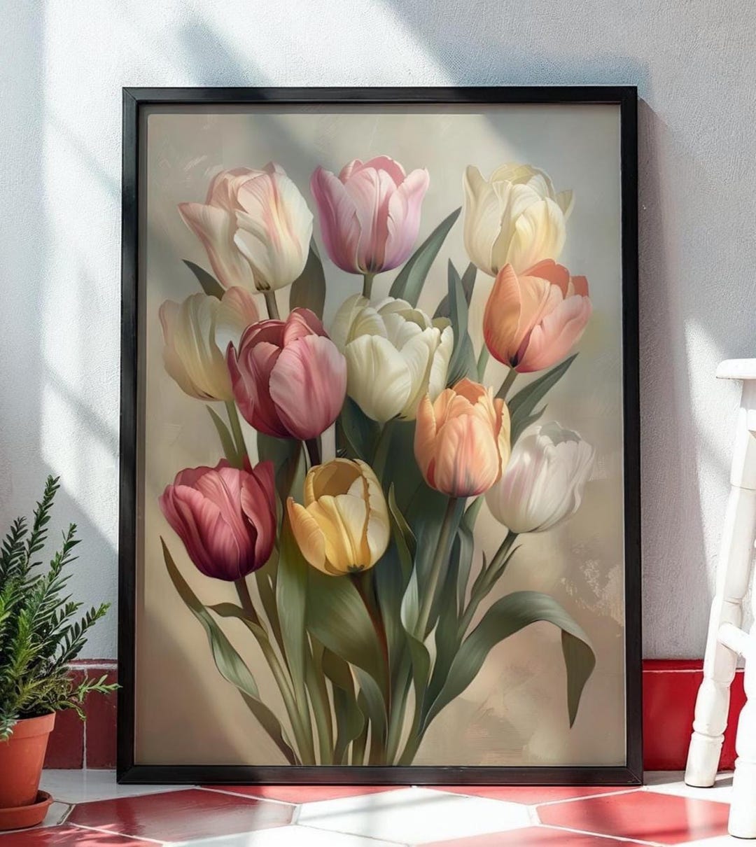 Tulip Wall Art Print: Rustic Floral Style - Unframed or Framed - Etsy