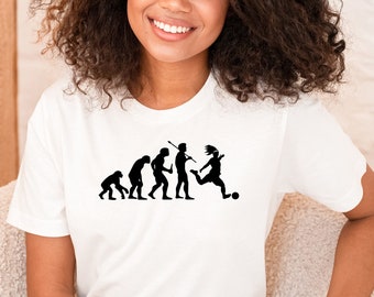 Women's Soccer Tee Evolution of Soccer Women's T-Shirt Women's World Cup Soccer Shirt Girl Soccer Player Gift for Soccer Fan Tee