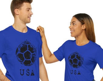 USA Soccer Unisex Jersey Short Sleeve Tee, World Cup Soccer Team US, Soccer Ball Shirt Mens and Womens