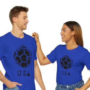 USA Soccer Unisex Jersey Short Sleeve Tee, World Cup Soccer Team US, Soccer Ball Shirt Mens and Womens