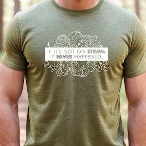 Wenn es nicht auf Strava ist ist es nicht passiert Lauf-T-Shirt Distanzläufer Kurzarm T-Shirt männlicher Läufer Topo Karte Shirt Läufer Geschenk Strava
