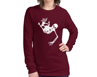 Griezelig skelet Undead Shirt Halloweeen Unisex T-shirt met lange mouwen Spooky Skeleton Halloween Shirt Cadeau voor Halloweenliefhebbers