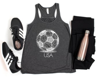 USA Soccer Tank Top USWNT FIFA World Cup T Shirt Futbol Women's Flowy Racerback Tank