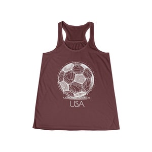 USA Soccer Tank Top USWNT FIFA World Cup T Shirt Futbol Women's Flowy Racerback Tank Maroon