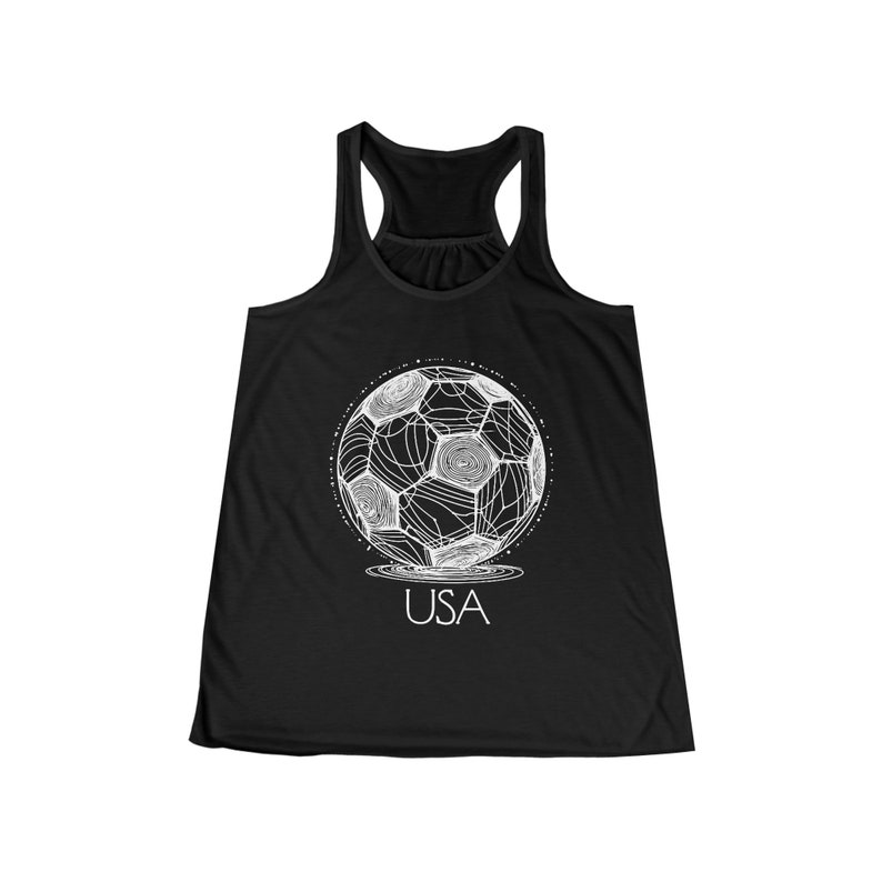 USA Soccer Tank Top USWNT FIFA World Cup T Shirt Futbol Women's Flowy Racerback Tank Black
