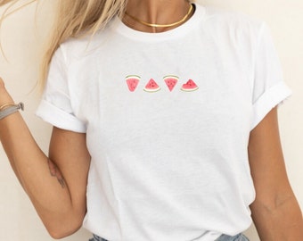 Cute Watermelon Cropped Shirt, Summertime Shirt, Watermelon Design Shirt, Girl Summer Vibes, Watermelon Crop Top, Cute Gifts for Her