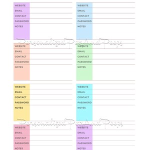 4 Password Tracker Printable BUNDLE, Instant Download, Password Book ...