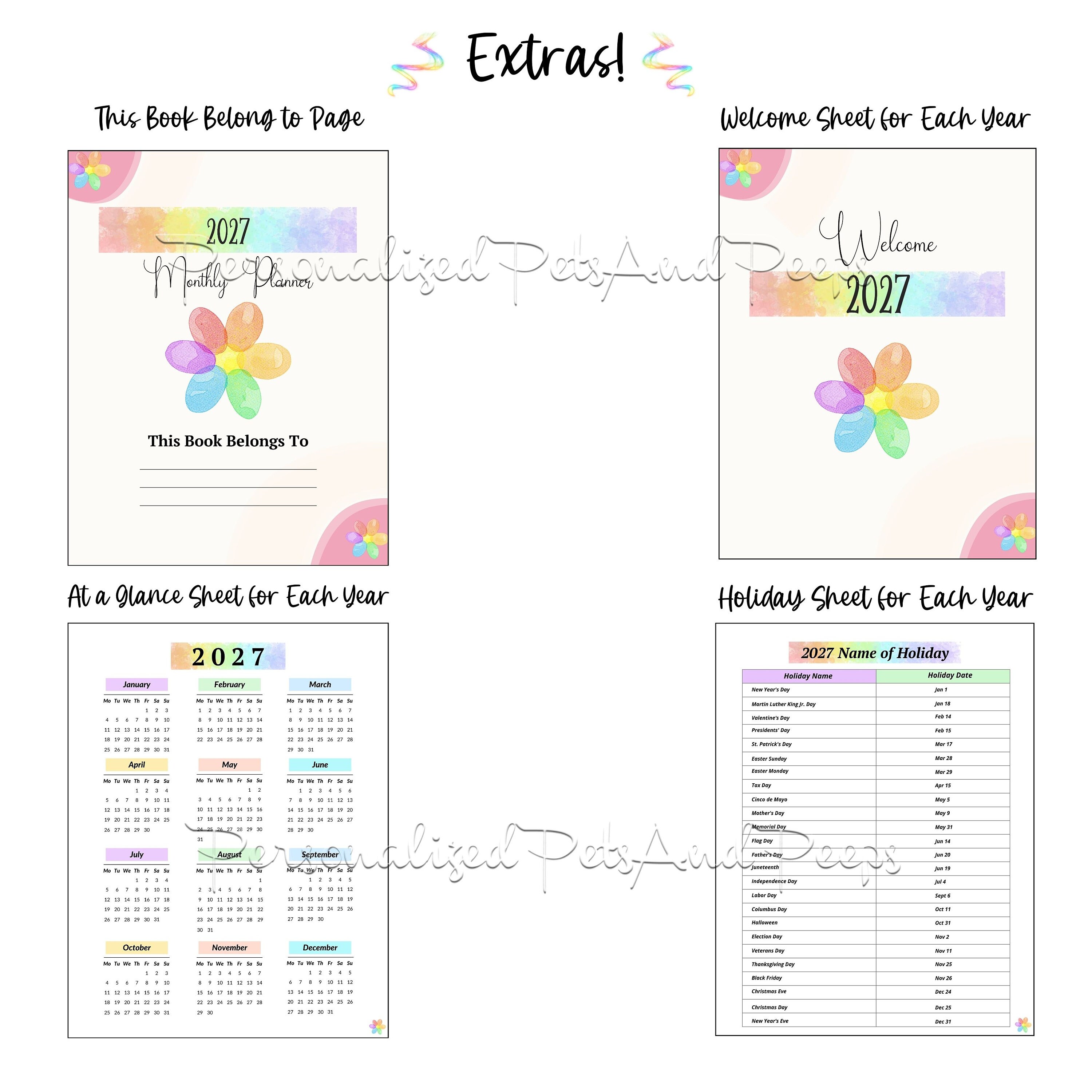 Printable Portrait Calendar 2027 PDF BUNDLE, Monthly Organizer, Monthly