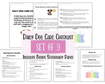 Dog Daily Care Printable Checklist, Dog Care Tracker, Dog Feeding Planner, Printable Pet Organizer Checklist, Dog Daily Routine PDF