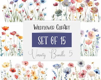 Commercial Use | Meadow Flowers Png | Spring Clipart | Watercolor Wildflower Clipart | Botanical Clipart | Floral Clipart | Frame Art