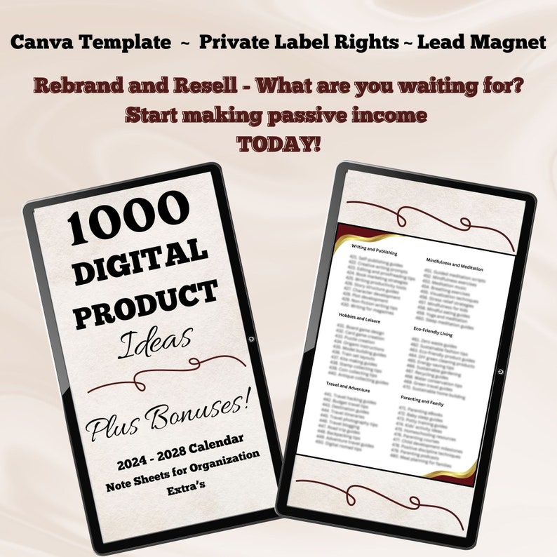 1000 Digital Product Ideas for Passive Income Make Money Online, PLR ...