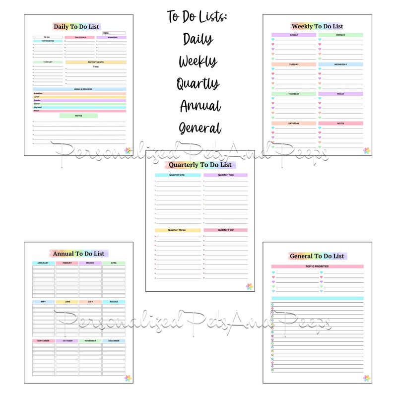 To Do List Printable BUNDLE, Daily Weekly Monthly Planner Instant ...