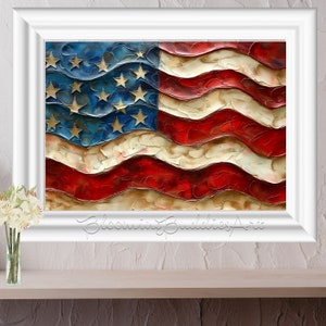 American Flag Wall Art, 4th of July Decor, United States Art Print, American Flag, Patriotic Art, Independence Day Art, Instant Download