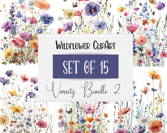 Commercial Use | Meadow Flowers Png | Spring Clipart | Watercolor Wildflower Clipart | Botanical Clipart | Floral Clipart | Frame Art