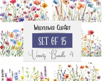 Commercial Use | Meadow Flowers Png | Spring Clipart | Watercolor Wildflower Clipart | Botanical Clipart | Floral Clipart | Frame Art