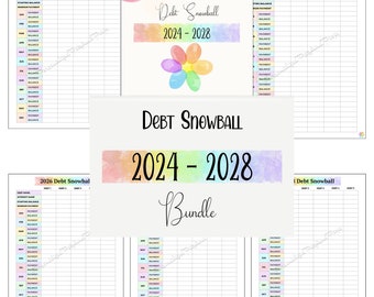 2024-2028 Schuld Sneeuwbal Tracker BUNDEL, Schuld Payoff Tracker Afdrukbaar, Instant PDF Download, Schuld Payoff Planner, Schuld Avalanche