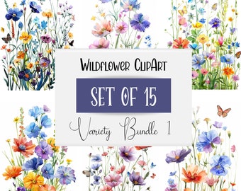 Commercial Use | Meadow Flowers Png | Spring Clipart | Watercolor Wildflower Clipart | Botanical Clipart | Floral Clipart | Frame Art