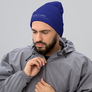 Blue Flag Series - &quot;Racing is Hard&quot; Cuffed Beanie