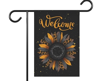 Bandera de girasol // Bandera de jardín personalizada // Arte de patio de girasol