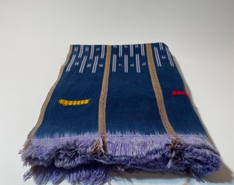 Mooie authentieke Bondounkou-doek, paarse doek, Afrikaans textiel, Home Decor, Afrikaanse stof, Indigo-doek