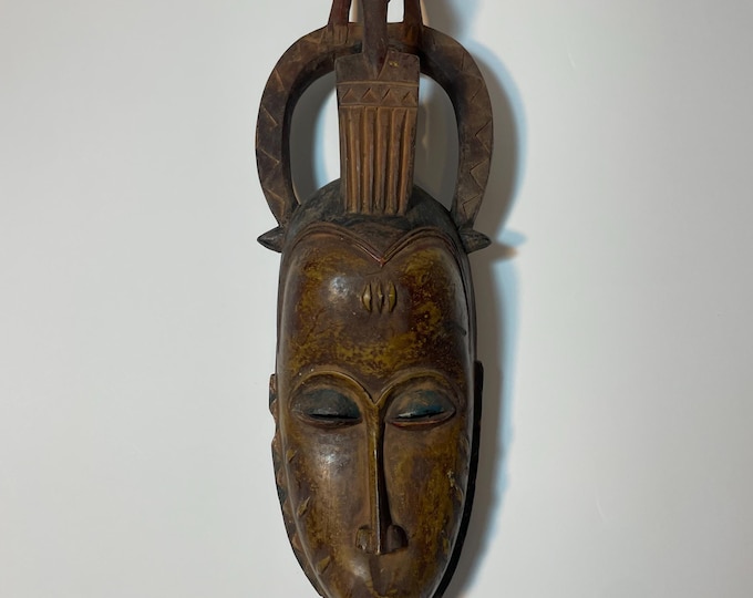 Vintage Classic Baoulé mask, African Art, African Wall Decor, Home Decor, Gift, Harvest Mask, Bird Mask, Agricultural Mask