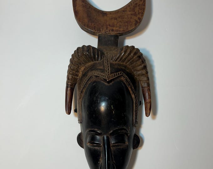Rare Vintage  Baoulé Male mask, African Wall Decor, – 17 Inches Length, 8 Inches Width | Authentic African Art, Home Decor, Gift