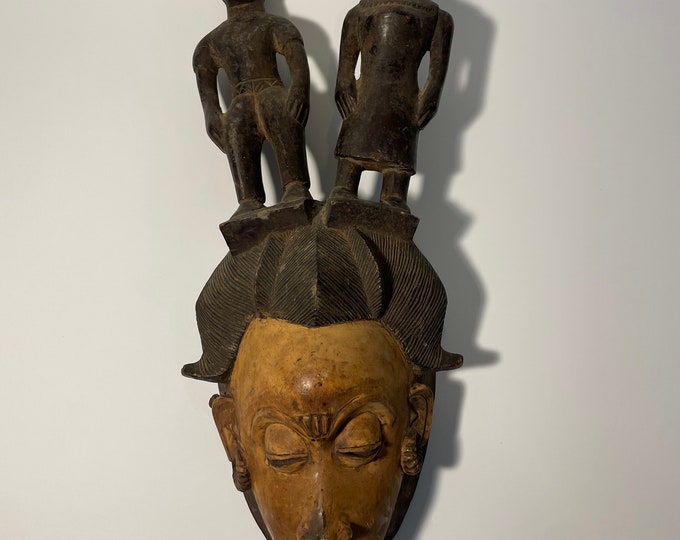 Beautiful Vintage Baoulé mask, African Art, African Wall Decor, Home Decor, Gift