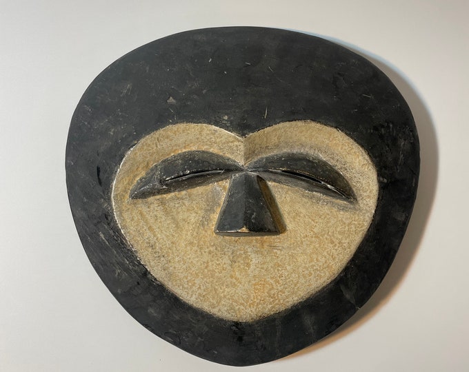 Black and white Lega Mask - Unique African Tribal Art, African Art, Gift, Minimalist