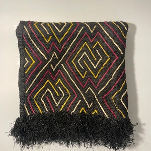 Vibrant Kuba cloth African Textile , Wall Art, Table Decor, African Fabric, Perfect for DIY projects