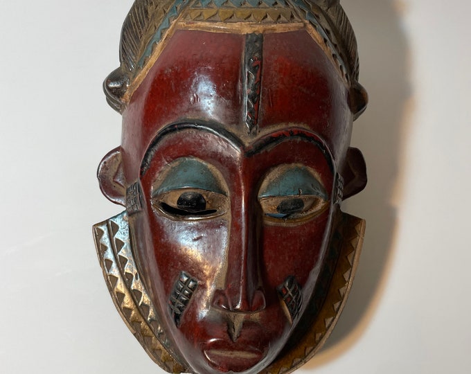 Classic Red Baoulé mask, African Art, African Wall Decor, Home Decor, Gift