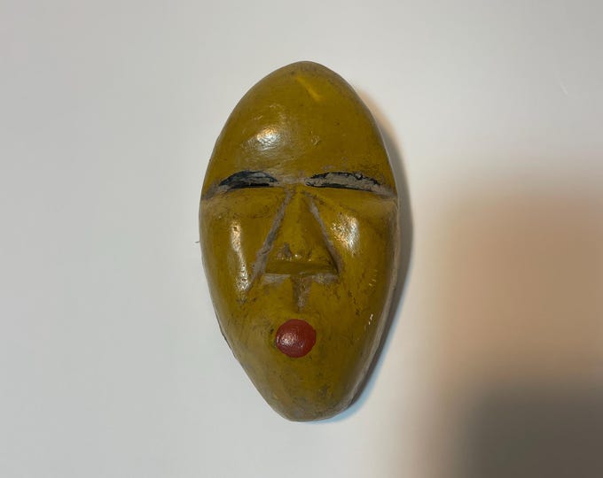 Handcrafted Yellow Small Dan Mask - Unique African Tribal Art, African Art, Gift, Minimalist