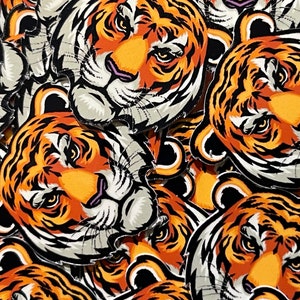 School Mascot Tiger Stickers - Vibrant 1x1 inch Tiger Head Decals - Ideal for Stationery & School Spirit Decor
