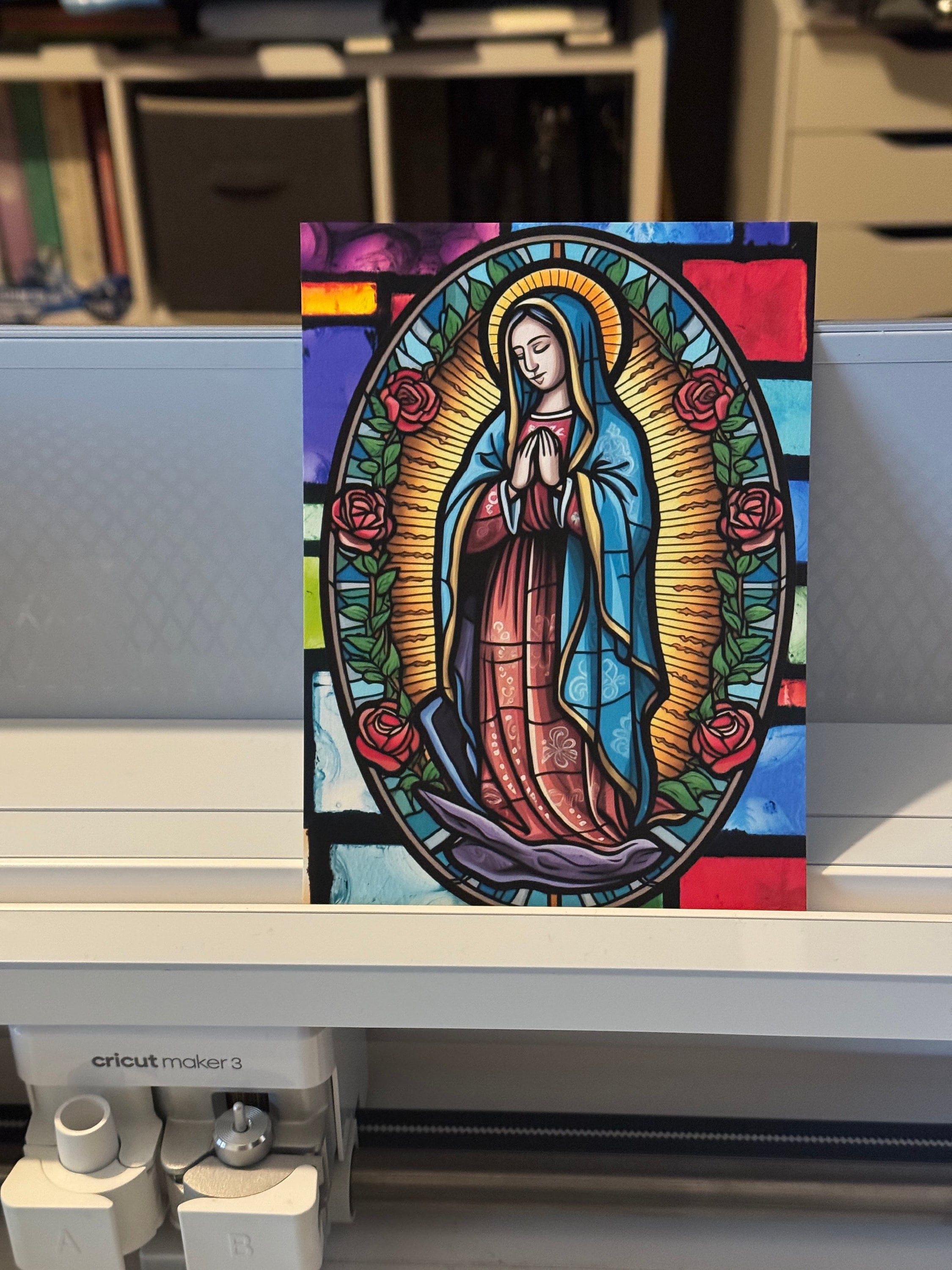 Our Lady of Guadalupe Fine Art Print | 5x7 Latinx Stained Glass Style ...