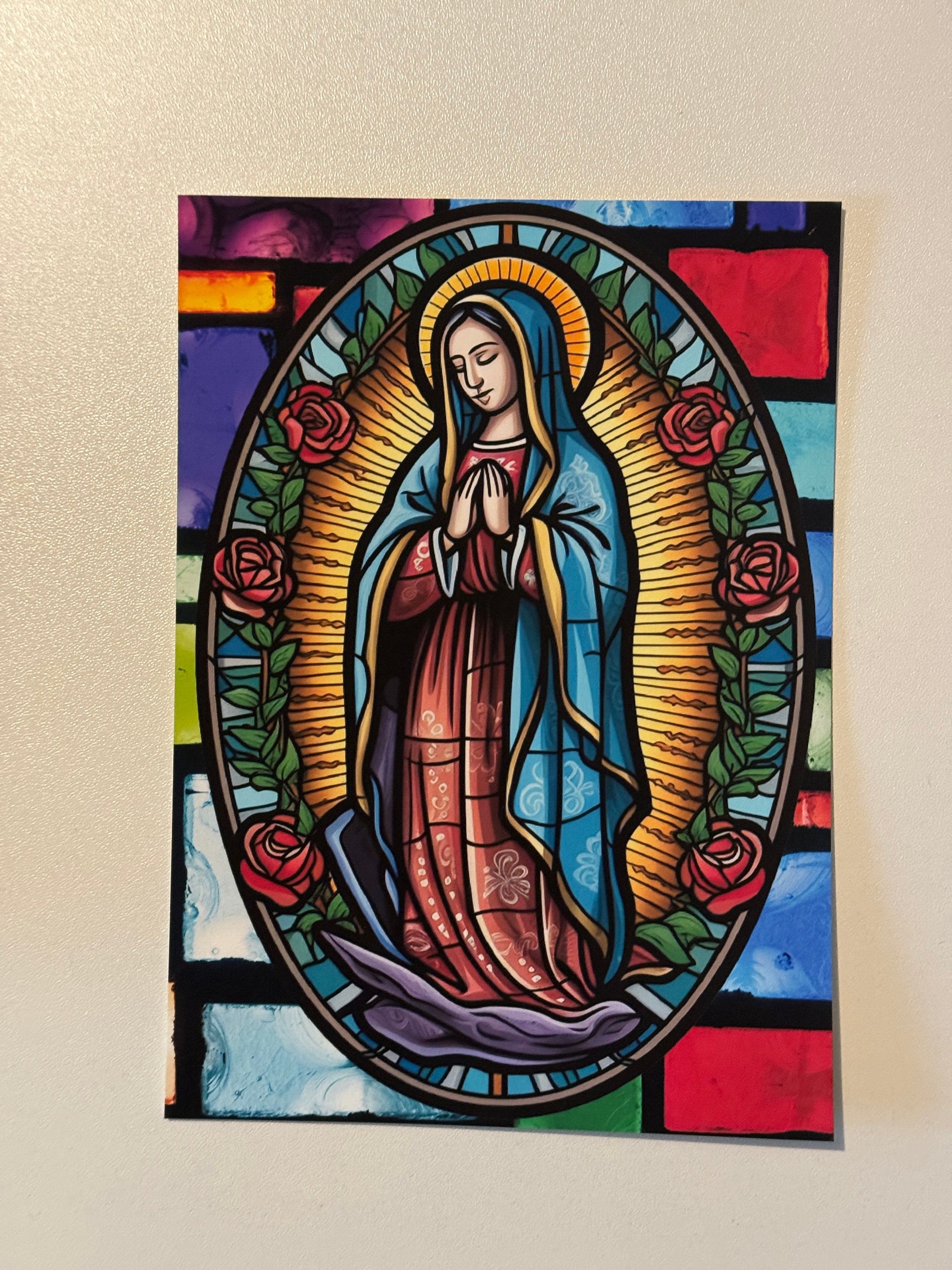 Our Lady of Guadalupe Fine Art Print | 5x7 Latinx Stained Glass Style ...