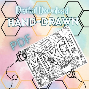 March Printable Coloring Page - Hand-Drawn March Coloring Page - Month Color Sheet - Original March Coloring Page - Digital Download