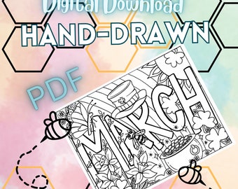 March Printable Coloring Page - Hand-Drawn March Coloring Page - Month Color Sheet - Original March Coloring Page - Digital Download